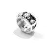 Silvermade Oxidized Band with Half Balls - 1cm Wide | Sterling Silver Rings for Women